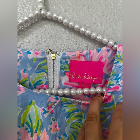 Lilly Pulitzer Roni Stretch Blue Peri Sunrise Bay Shift Dress Size 12 - Picture 5 of 10